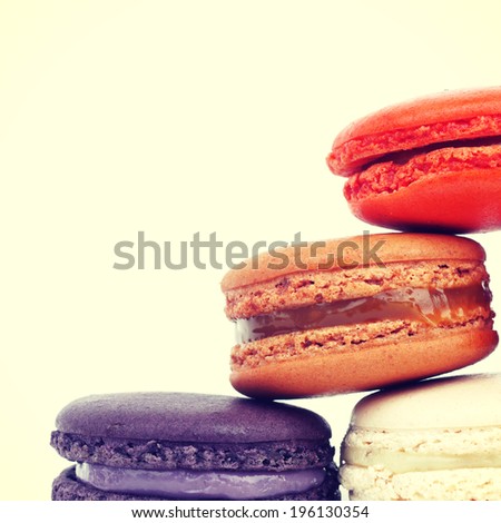 Sweet and colourful french macarons retro-vintage style