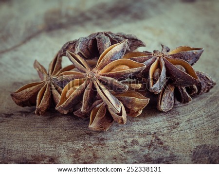 star anise on  wood background