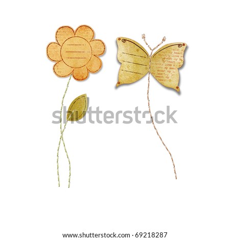 clip art flowers butterflies. stock photo : Clip -art paper