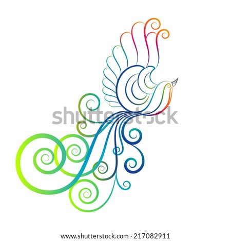 Vector bird icon symbol. Colorful  silhouette of Fantasy flying bird. Can be used as icon, sign, symbol. EPS 10 Vector.