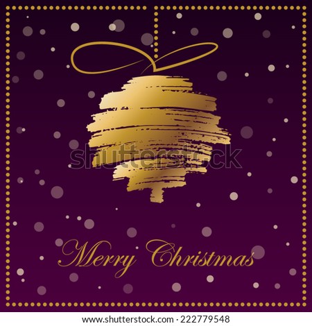 Christmas and Happy new year bokeh background.Holiday dark purple background with gold  ball in grunge effect.Christmas and New year card. Vector illustration