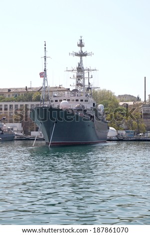 CRIMEA, SEVASTOPOL - May 10, 2009: Bay of city Sevastopol. Warships of the black Sea fleet