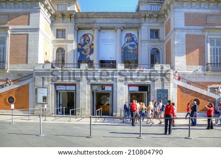 Spain, Madrid - May 02.2014: Entrance to the National Museum of the Prado, one of the largest art museums in Europe