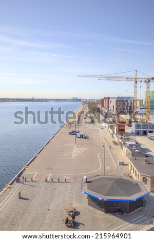 DENMARK, COPENHAGEN - May 02.2013: View of the city of Copenhagen on board the ship, arriving at the port