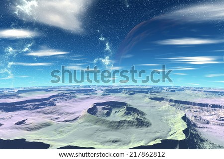 Abstract unknown planet in deep space