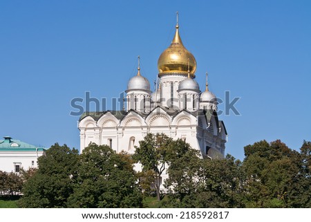 Part of the complex of the Orthodox churches in the territory of the Moscow Kremlin. Cathedral of the Archangel
