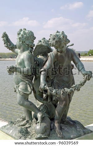 Ancient sculptures in the architectural complex Versailles