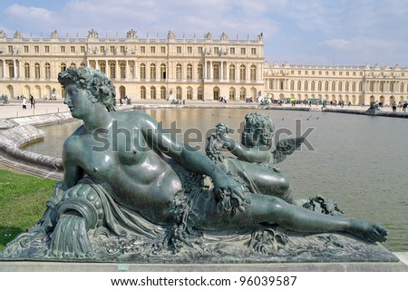 Ancient sculptures in the architectural complex Versailles