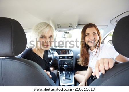 two girls in the car