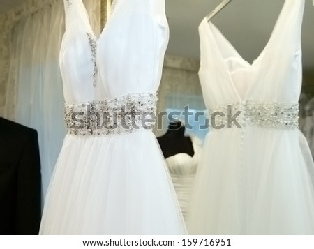 Charming wedding dress for bride, celebration concept