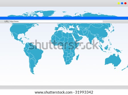 There is a internet browser with global map in display