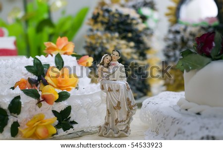 Table with food and dishes for wedding party