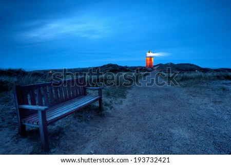 Lighthouse at north sea, germany island Sylt, Ocean Cost Landscape, Lighthouse at Night.