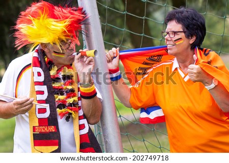 football fans support their Team, Germany against Netherlands