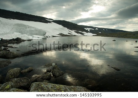 Mountain Landscape with Lake. Tundra of Lovozerie, Russia