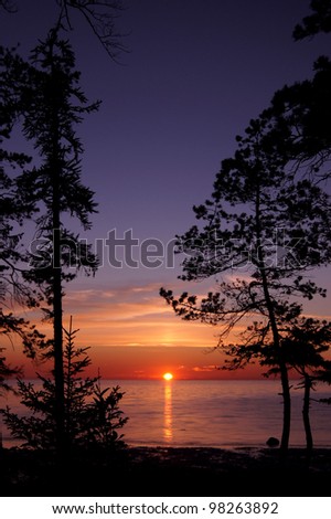 Sunset and White Sea in summer season (Russia)