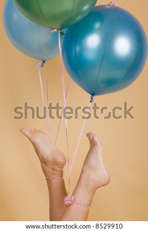 balloons adhered to a leg