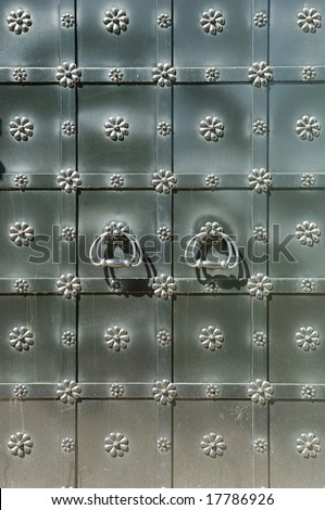 Texture of old gray metal gates