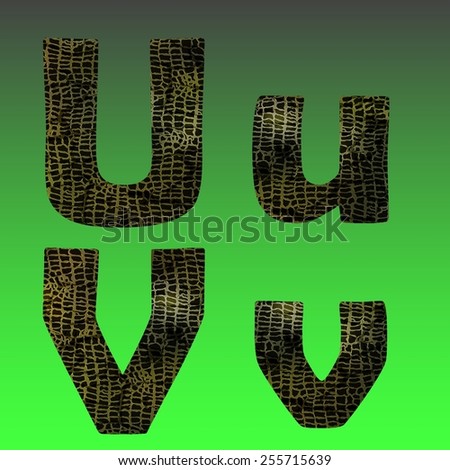 Vector reptile skin texture alphabet set