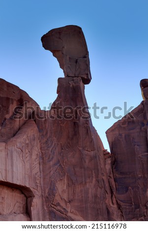 Queen Nefertiti Rock Park Avenue Section Arches National Park Moab Utah USA Southwest. Classic sandstone hoodoo and famous landmark in Arches National Park.