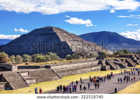 Avenue of Dead and Sun Pyramid, Temple of Sun Teotihuacan, Mexico City Mexico