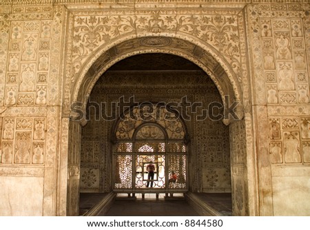Designs on Walls inside of Red Fort, Delhi, India