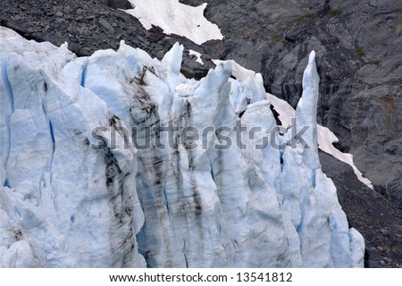Icy blue Portage Glacier spike Crystal with Rock, Anchorage, Alaska