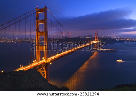 golden gate bridge at night. stock photo : Golden Gate