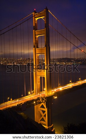 the golden gate bridge at night. Golden Gate Bridge Night