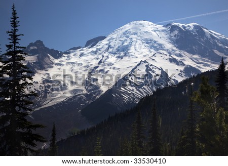 Mount Rainier Sunrise Snow Mountain