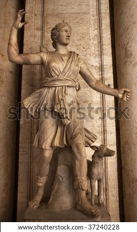 Ancient Diana Roman Goddess Statue Sculpture Capitoline Museum Rome Italy