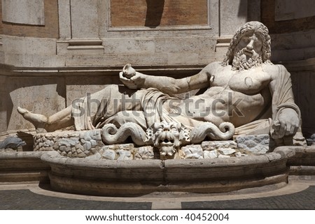 Ancient Neptune Statue Roman God Sculpture Capitoline Museum Rome Italy