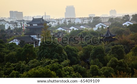 Ancient Pan Men Water Gate Dating Back to 1351 Pagoda Apartments Hotels Only Land Water Gate Suzhou, Jiangsu, China