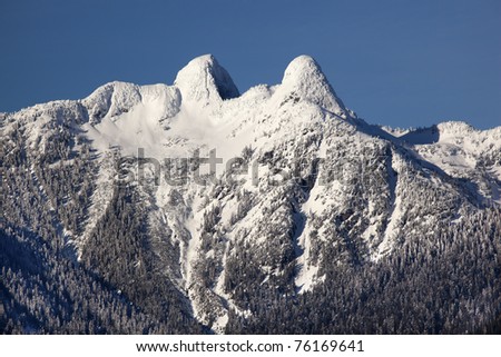 Vancouver Skyline Snowy Two Lions Snow Mountains British Columbia Pacific Northwest