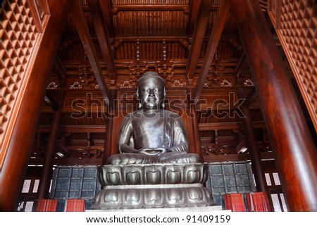 Silver Buddha in Wooden Hall Jing An Tranquility Temple Shanghai China Richest Buddhist temple in Shanghai