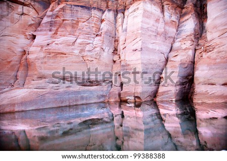 Pink Canyon Walls Antelope Slot Canyon Water Reflection Abstract Glen Canyon Recreation Area Lake Powell Arizona
