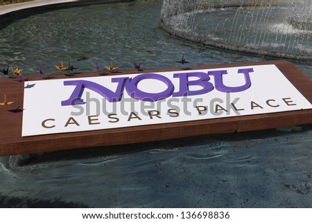 LAS VEGAS - APRIL 27, 2013 - Nobu Hotel Sign on April 27, 2013  in Las Vegas. Nobu Hotel features 181 rooms, including 18 suites, all designed by the architect David Rockwell.