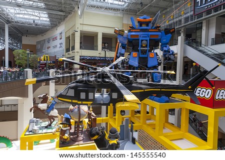 BLOOMINGTON, MN - JULY 06,  - Mall of America on July 06, 2013  in Minnesota. Life size statues made out of legos include a 34 foot tall robot.