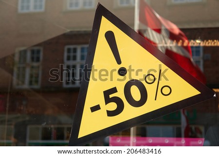 Sale special offer discount seasonal sign 50 percent off the price