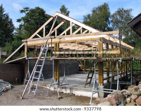 Construction of a wooden frame for a house