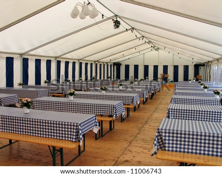 stock photo Inside view of a party events wedding celebration banquet tent