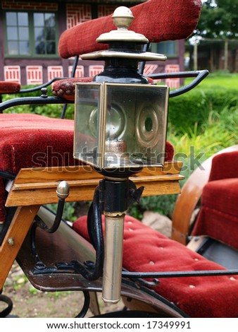 Details of old antique classic horse carriage road lamp