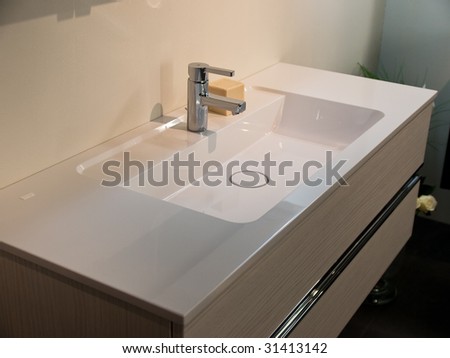 Modern contemporary designer bathroom sink details