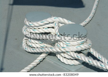 Nautical boat rope rolled on metal drum