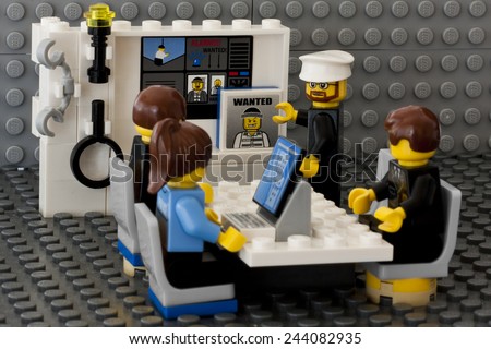 Aalter, Belgium, 12 march 2012, a police investigation displayed in lego