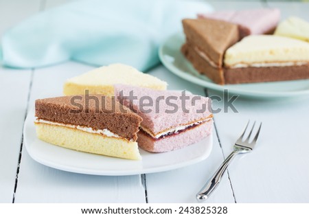 pieces of chiffon cake on plate for snack