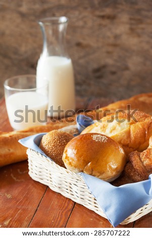 bread on basket for breakfast