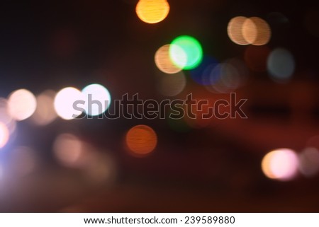 abstact blur bokeh of Evening traffic jam on road in city.