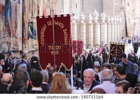 TOLEDO/SPAIN-MAY 30 : an unidentified group of people dressed in traditional suites for Corpus Christi holiday on may 30th 2013 in Toledo, Spain.
