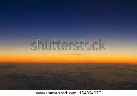 Airborne view of earth horizon at sunrise